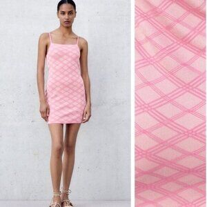 ZARA PINK DIAMOND PATTERN KNIT DRESS